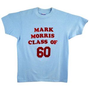 Vintage 1960 MARK MORRIS CLASS OF 60' Thin Short Sleeve T Shirt LARGE 50/50 USA